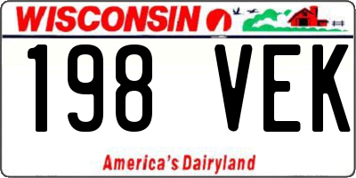 WI license plate 198VEK