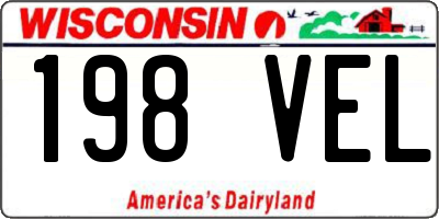 WI license plate 198VEL