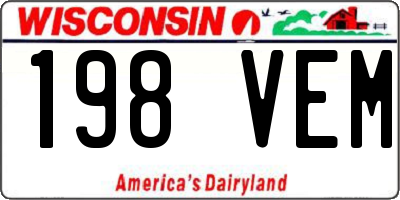 WI license plate 198VEM