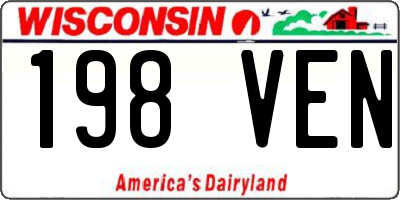 WI license plate 198VEN