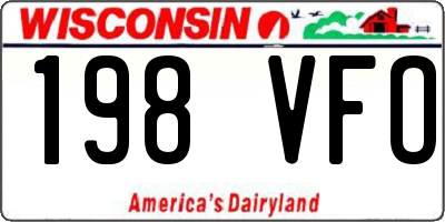 WI license plate 198VFO