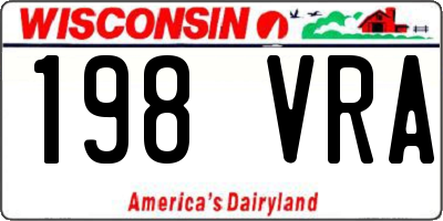 WI license plate 198VRA