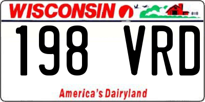 WI license plate 198VRD