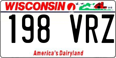WI license plate 198VRZ