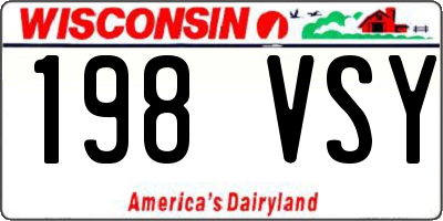 WI license plate 198VSY