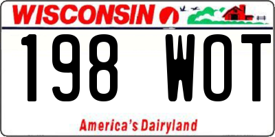 WI license plate 198WOT