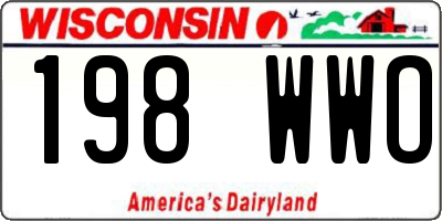 WI license plate 198WWO