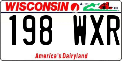 WI license plate 198WXR