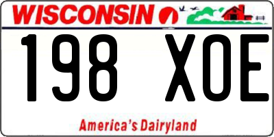 WI license plate 198XOE