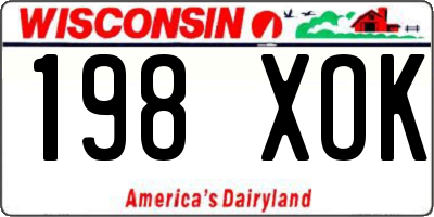 WI license plate 198XOK