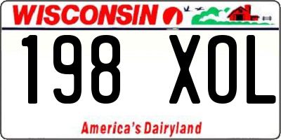 WI license plate 198XOL