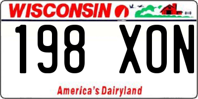 WI license plate 198XON