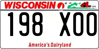 WI license plate 198XOO