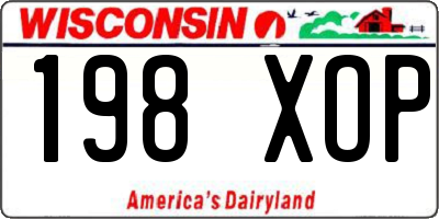 WI license plate 198XOP