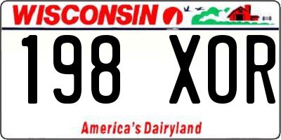 WI license plate 198XOR