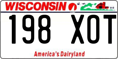 WI license plate 198XOT