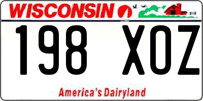 WI license plate 198XOZ