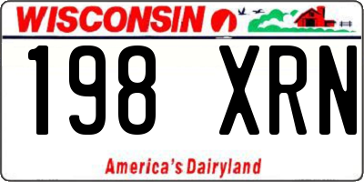 WI license plate 198XRN