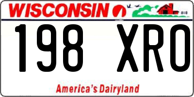 WI license plate 198XRO
