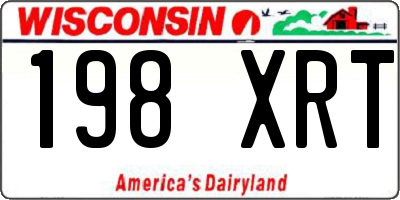WI license plate 198XRT