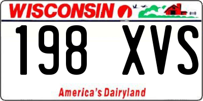 WI license plate 198XVS