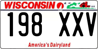 WI license plate 198XXV