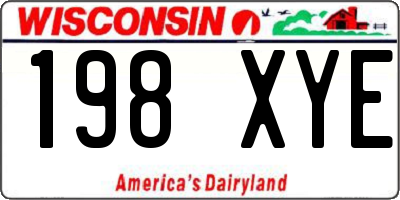 WI license plate 198XYE