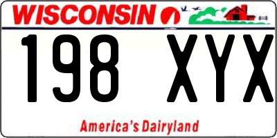 WI license plate 198XYX