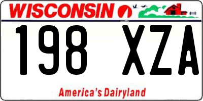 WI license plate 198XZA