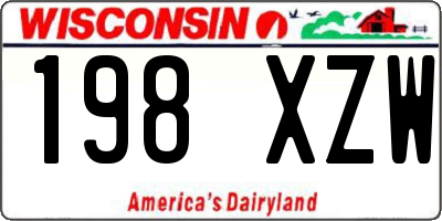 WI license plate 198XZW