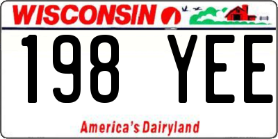 WI license plate 198YEE