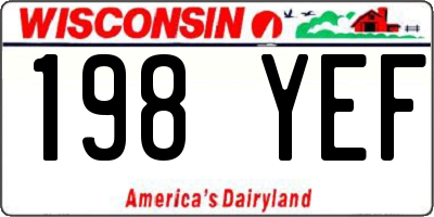 WI license plate 198YEF