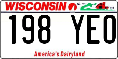 WI license plate 198YEO