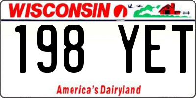 WI license plate 198YET