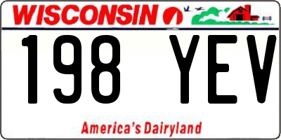 WI license plate 198YEV