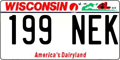 WI license plate 199NEK