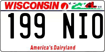 WI license plate 199NIO