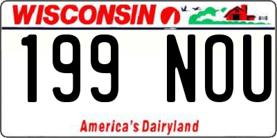 WI license plate 199NOU