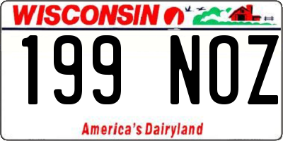 WI license plate 199NOZ