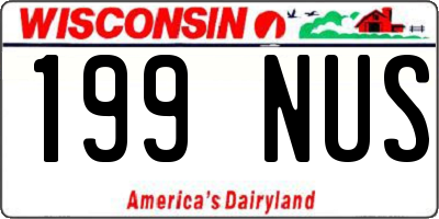 WI license plate 199NUS