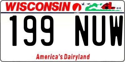 WI license plate 199NUW