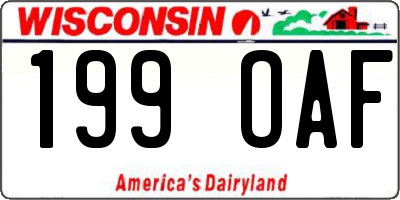 WI license plate 199OAF