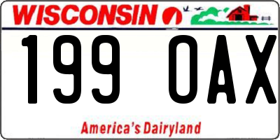 WI license plate 199OAX