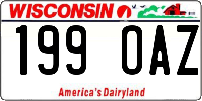 WI license plate 199OAZ