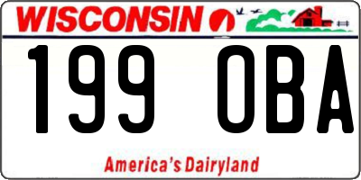 WI license plate 199OBA