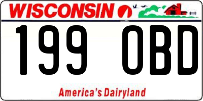 WI license plate 199OBD