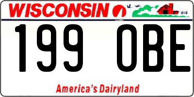 WI license plate 199OBE