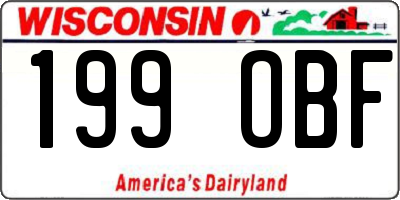 WI license plate 199OBF