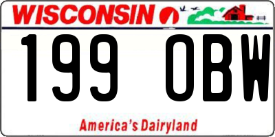 WI license plate 199OBW
