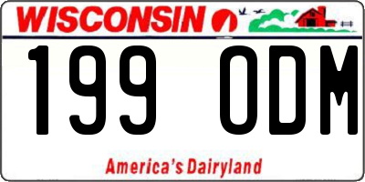 WI license plate 199ODM